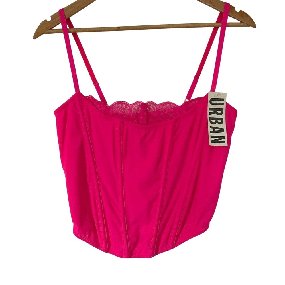 NWT Urban Outfitters Out From Under Coucou Lace Trim Corset Top L Festival Rave - Picture 3 of 15